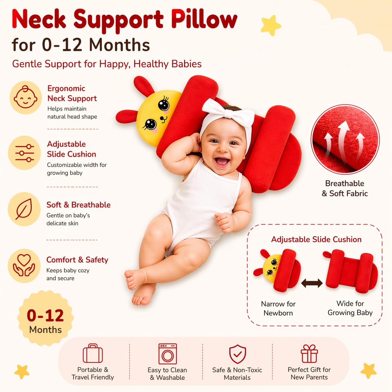 Cozy Baby Head Pillow